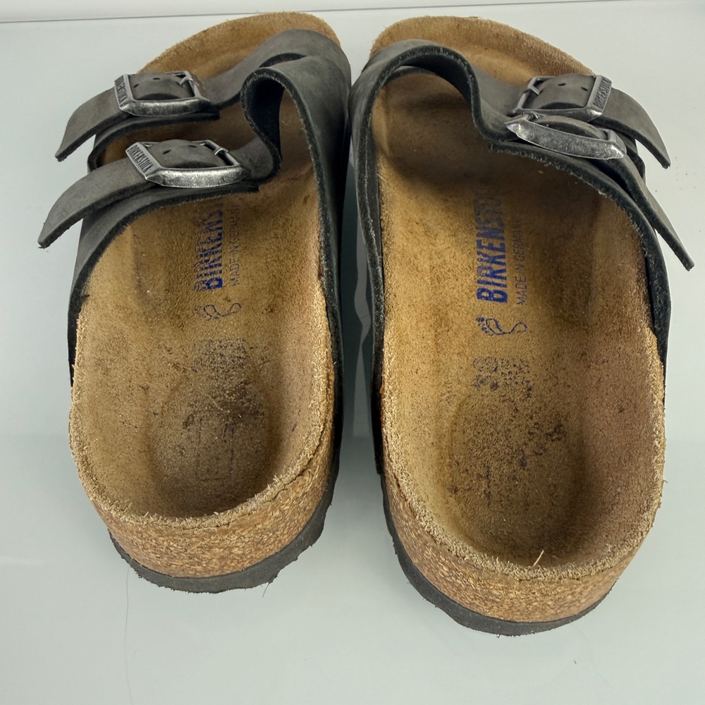 Birkenstock Arizona Sandals Womens 38 Iron Gray Oiled Leather Soft Footbed 11202 - Picture 8 of 12